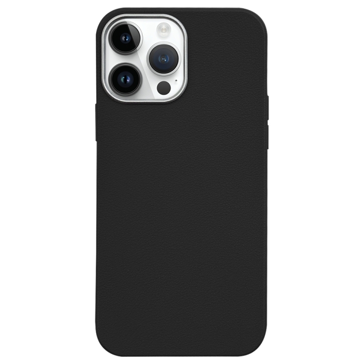 iPhone 12 Pro Litchi Pattern Silver Edge Camera Frame Material Phone Husa(Black)