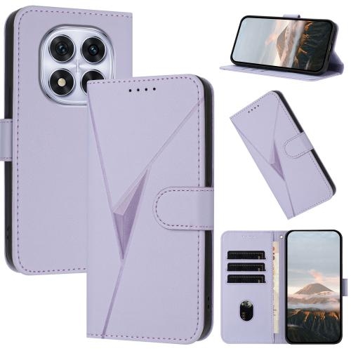 Xiaomi Redmi Note 14 Pro 4G Triangle Pattern Buckle Clasp Piele Husa (Light Purple)