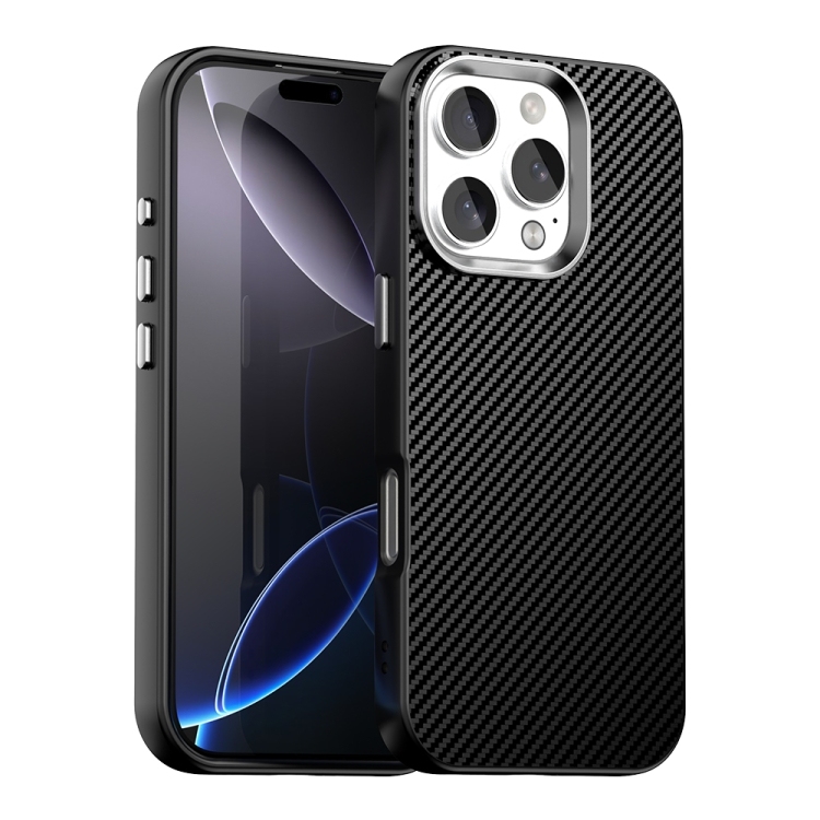 iPhone 16 Pro Carbon Fiber Series IMD Phone Husa (Black)