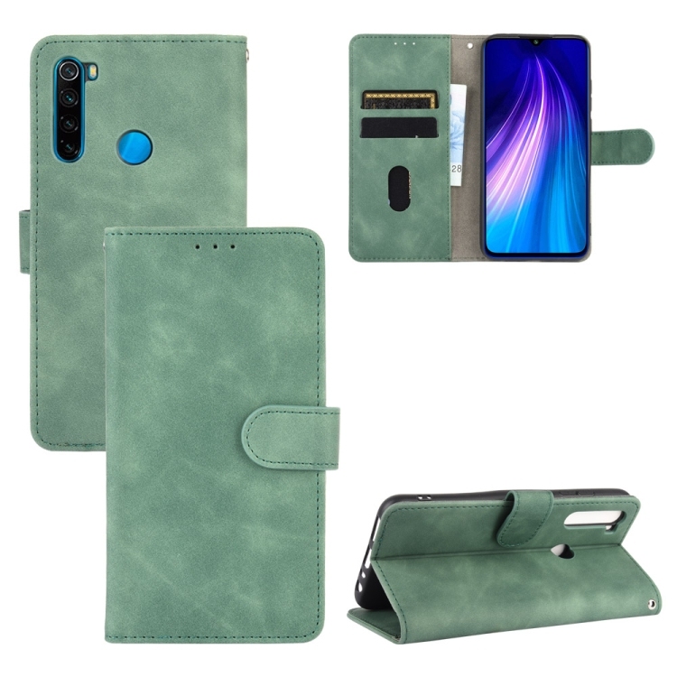 Xiaomi Redmi Note 8 Solid Color Skin Feel Magnetic Piele Husa (Green)