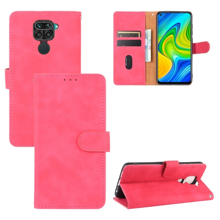 Husa p/u Xiaomi Redmi Note 9 Solid Color Feel Magnetic Carte Piele (Rose Red)