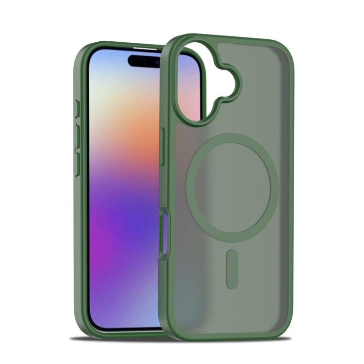 iPhone 17 Skin Feel TPU Hybrid PC MagSafe Phone Husa (Dark Green)