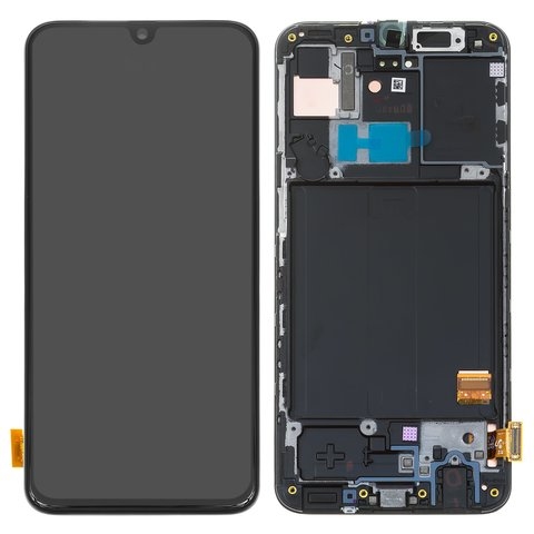 LCD SAMSUNG A40 / A405 BLACK WITH FRAME ORIGINAL (SERVICE PACK)