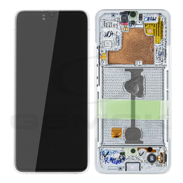 LCD SAMSUNG A90 5G / A908 WHITE WITH FRAME ORIGINAL (SERVICE PACK)