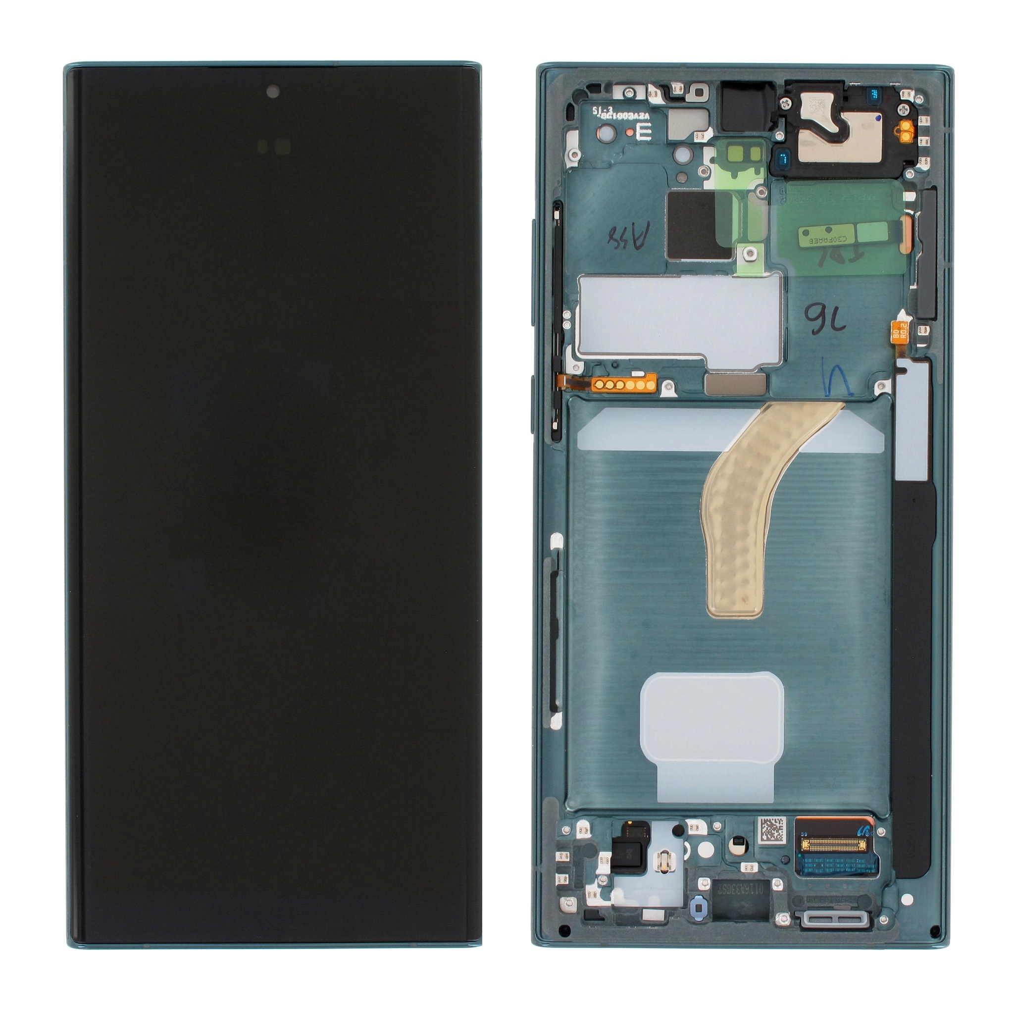 LCD SAMSUNG S22 ULTRA / S908 GREEN WITH FRAME ORIGINAL (SERVICE PACK)