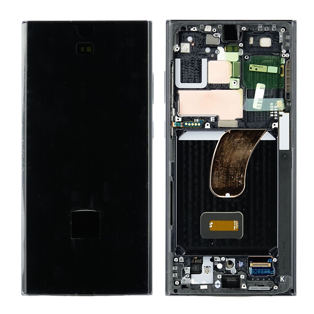 LCD SAMSUNG S23 ULTRA / S918 BLACK WITH FRAME ORIGINAL (SERVICE PACK)