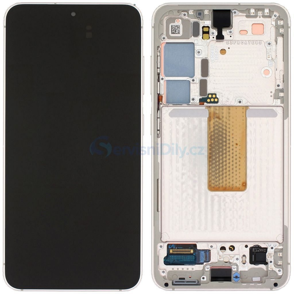 LCD SAMSUNG S23 / S911 CREAM / BEIGE WITH FRAME ORIGINAL (SERVICE PACK)