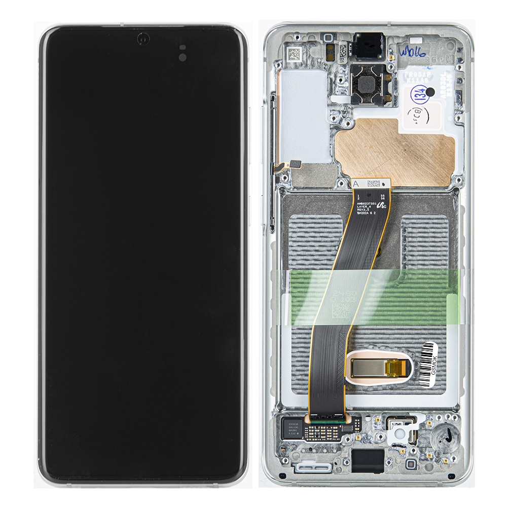 LCD SAMSUNG S20 4G / 5G / G980 / G981 WHITE WITH FRAME ORIGINAL (SERVICE PACK)