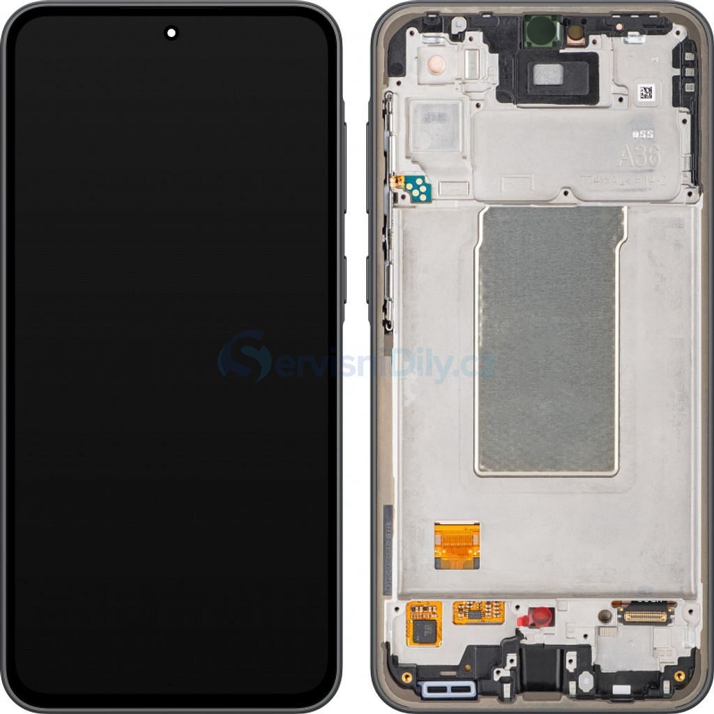 LCD SAMSUNG A36 / A366 BLACK WITH FRAME ORIGINAL (SERVICE PACK)