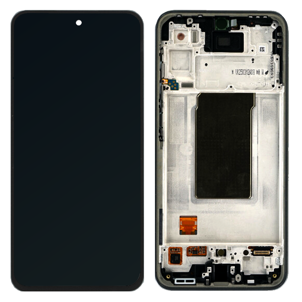 LCD SAMSUNG A36 / A366 BLACK WITH FRAME ORIGINAL (SERVICE PACK)