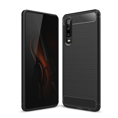 Brushed Texture Carbon Fiber Shockproof TPU Husa Huawei P30 (Black)