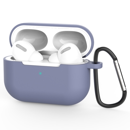 AirPods Pro Silicone Wireless Earphone Protective Husa Cover with Lanyard Hole & Carabiner (Grey)