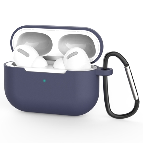 AirPods Pro Silicone Wireless Earphone Protective Husa Cover with Lanyard Hole & Carabiner (Blue)