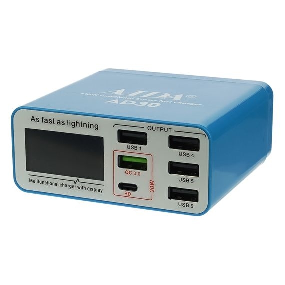 Зарядная станция Aida AD30 (5 USB/ 1 Type-C, Fast Charge 3.0, 40W)