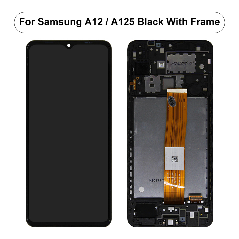 LCD SAMSUNG A12 / A125 BLACK WITH FRAME Original (Service packing)