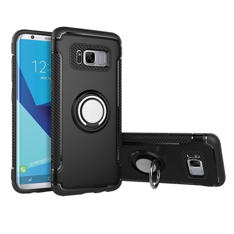 Samsung S8 + / G9550 Ring Armor TPU + PC Magnetic suction 360 Husa (Black)