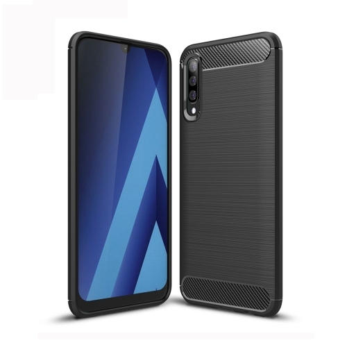 Brushed Texture Carbon Fiber TPU Case Husa Extra Samsung A50 (Black)