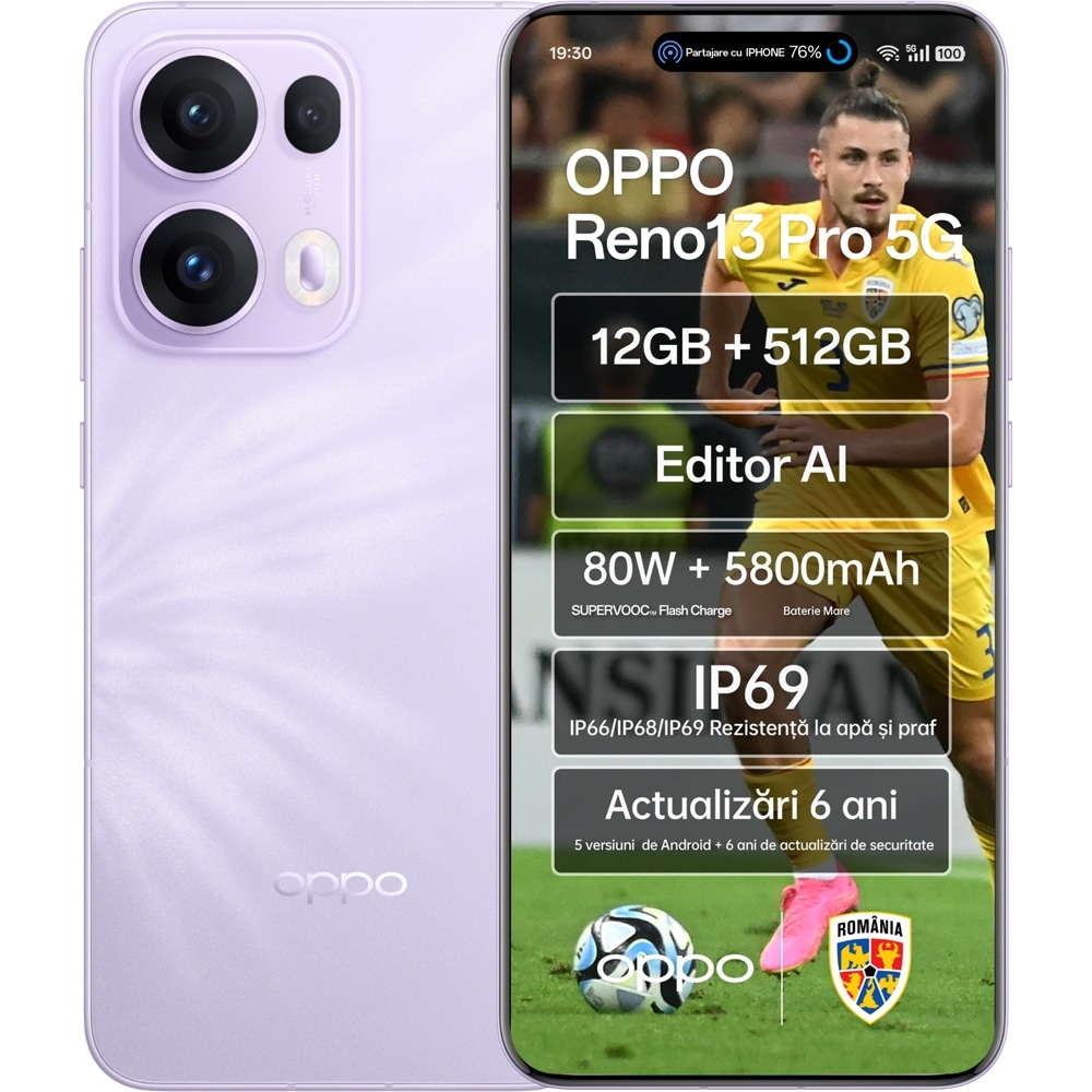 OPPO Reno13 Pro 5G, 512GB, 12GB RAM, Dual SIM, Plume Purple