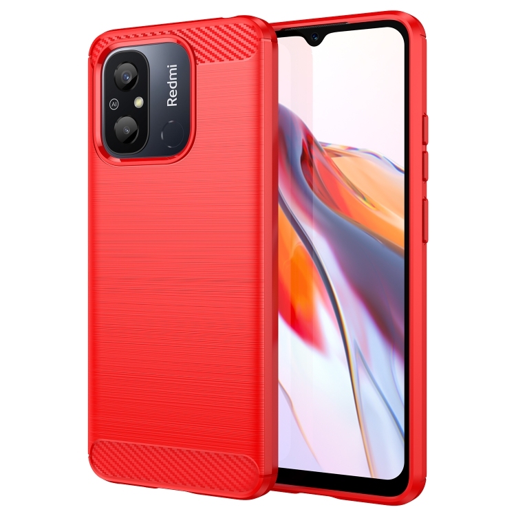 Husa p/u Xiaomi Redmi 12C Brushed Texture Carbon Fiber Phone (Red)