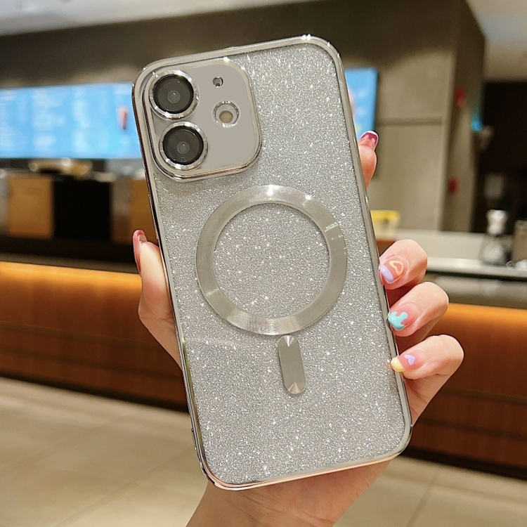 iPhone 12 MagSafe Glitter Electroplating Husa (Silver)