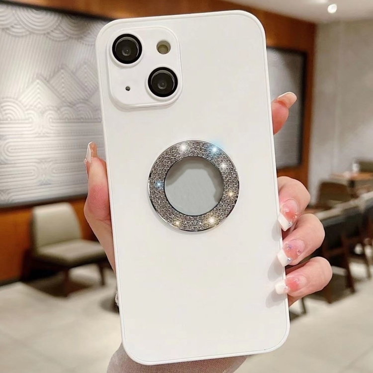 iPhone 15 Diamond Frosted Glass PC Husa (White)