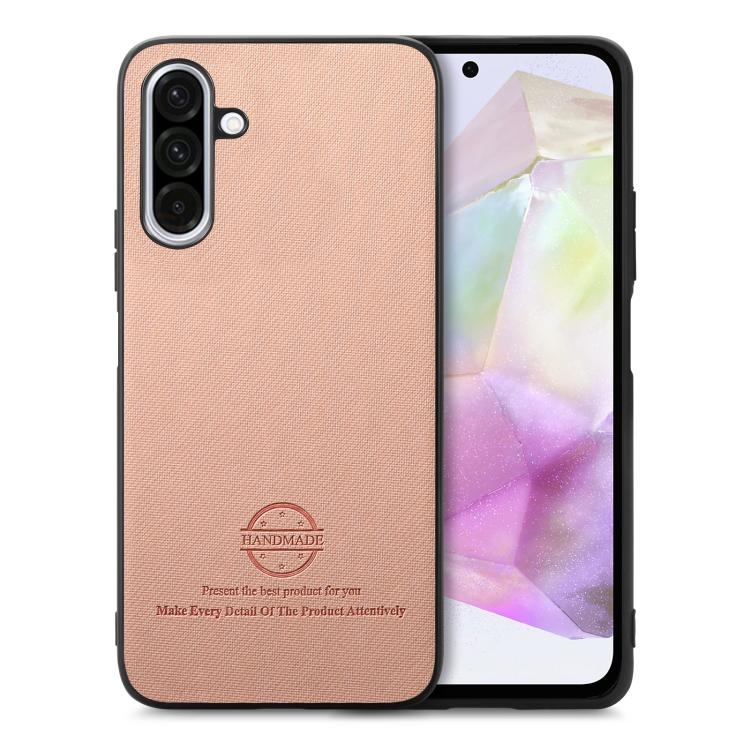 Samsung Galaxy A16 Twill Fabric Piele Skin Back Phone Husa (Pink)