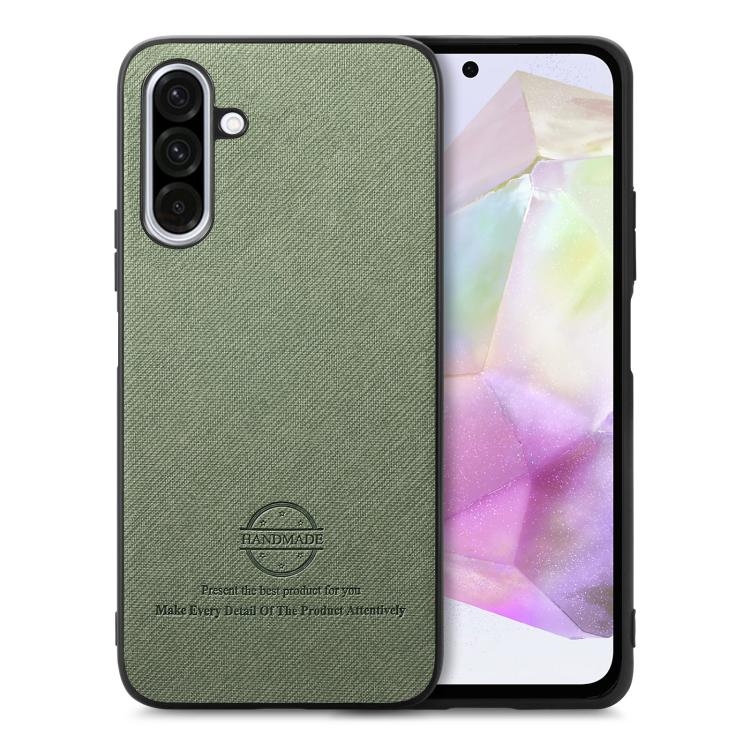 Samsung Galaxy A16 Twill Fabric Piele Skin Back Phone Husa (Green)