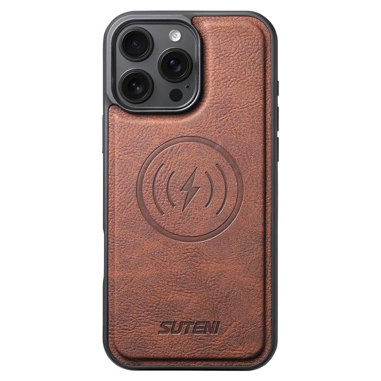 iPhone 13 Pro Max Suteni G5 Litchi Piele Magnetic MagSafe Phone Husa (Brown)