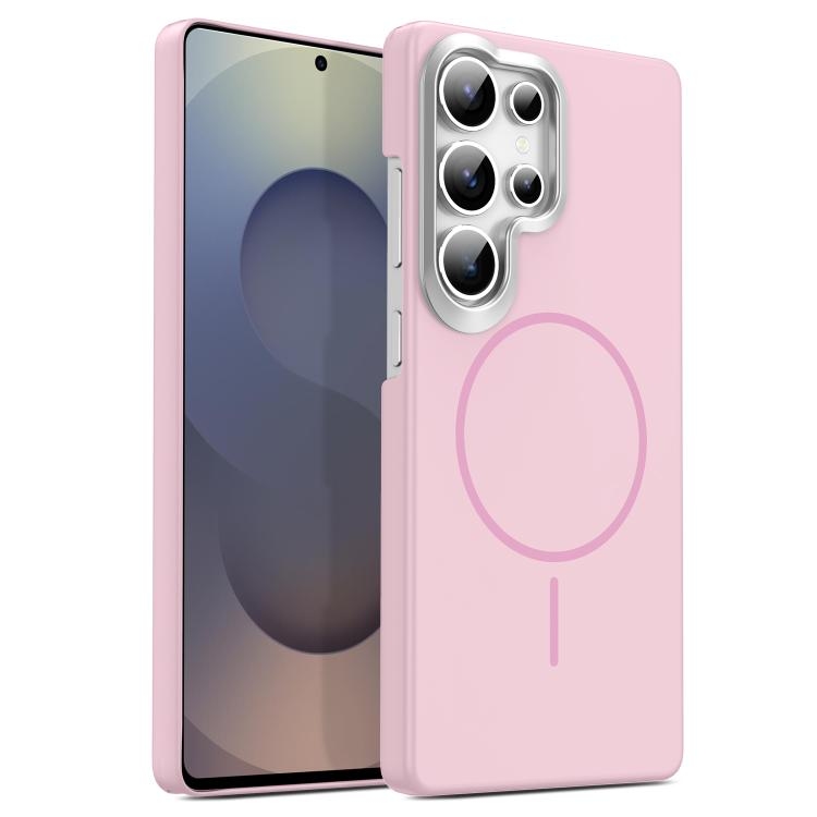 Samsung S25 Ultra 5G Gold Armor PC Thin Circle MagSafe Shockproof Phone Husa(Pink)