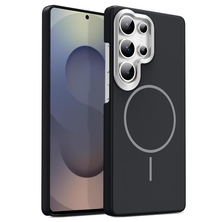 Samsung S25 Ultra 5G Gold Armor PC Thin Circle MagSafe Shockproof Phone Husa(Black)