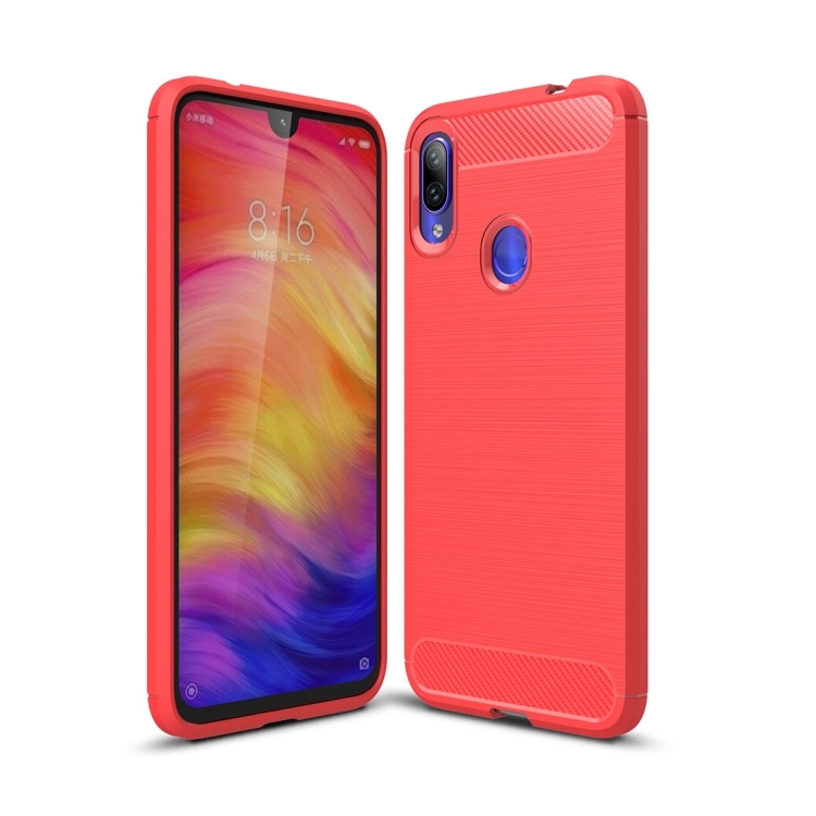 Brushed Texture Carbon Husa p/u Xiaomi Redmi Note 7 / Redmi Note 7 Pro(Red)*