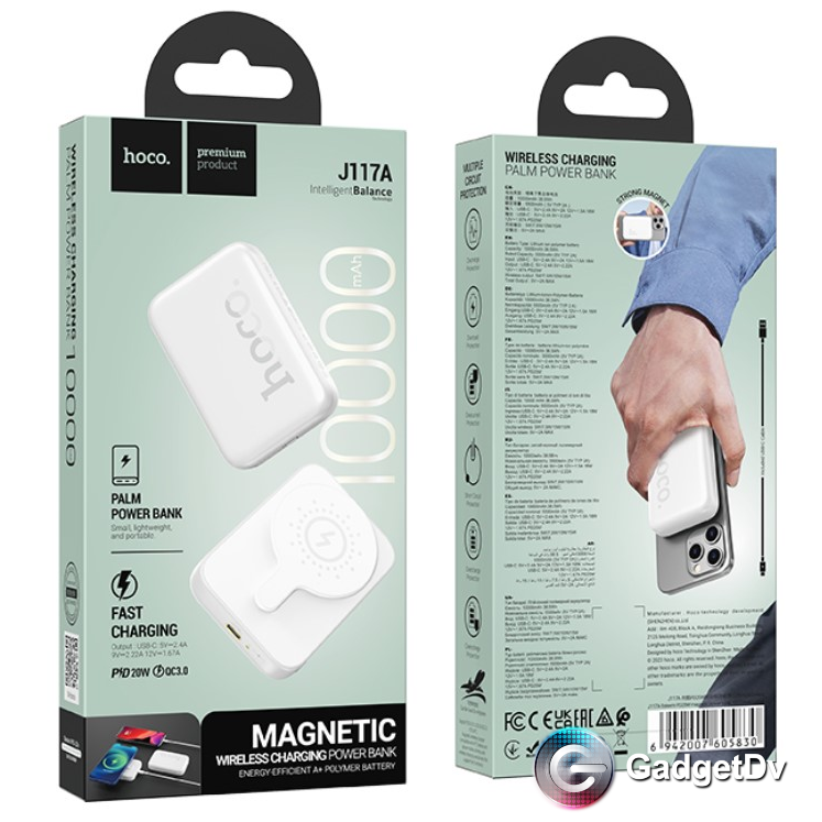 HOCO J117A Esteem PD20W magnetic power bank(10000mAh)(UN) white