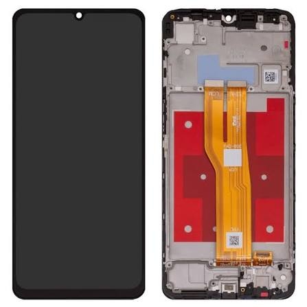 LCD SAMSUNG A07 / A075 BLACK WITH FRAME (SERVICE PACK) ORIGINAL
