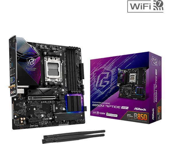 MB AM5 ASRock B850 RIPTIDE WIFI ATX ATX Socket:  AM5 Chipset: