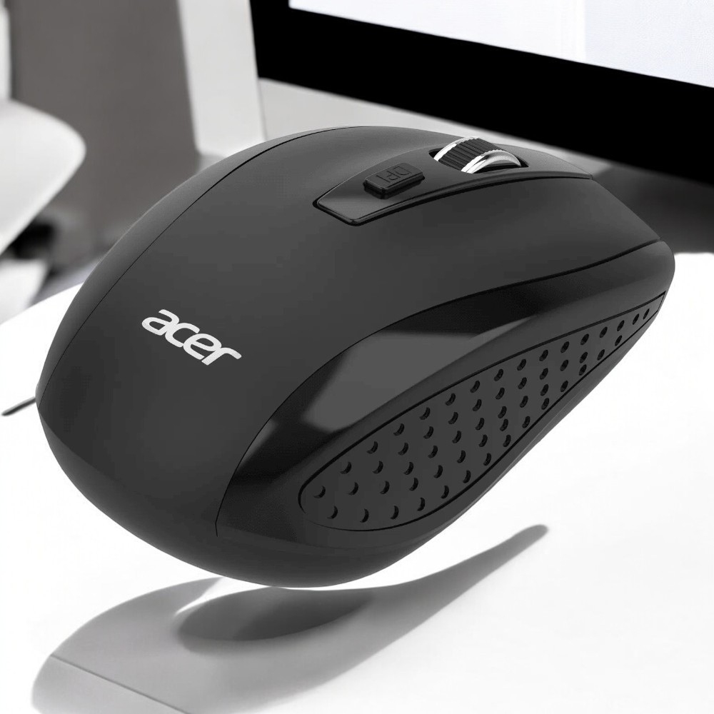 Wireless Mouse Acer MX202, 1000-1200-1600 dpi, 6 buttons, 54g, Silent, 2xAAA, 2.4Ghz, Black